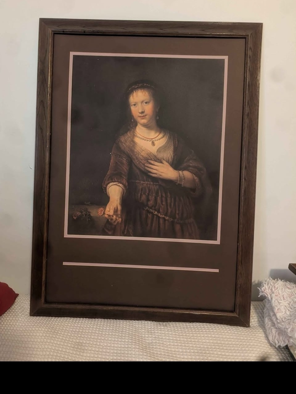Wooden Renaissance Framed Classic Portrait Wall Art in Brown and Cream